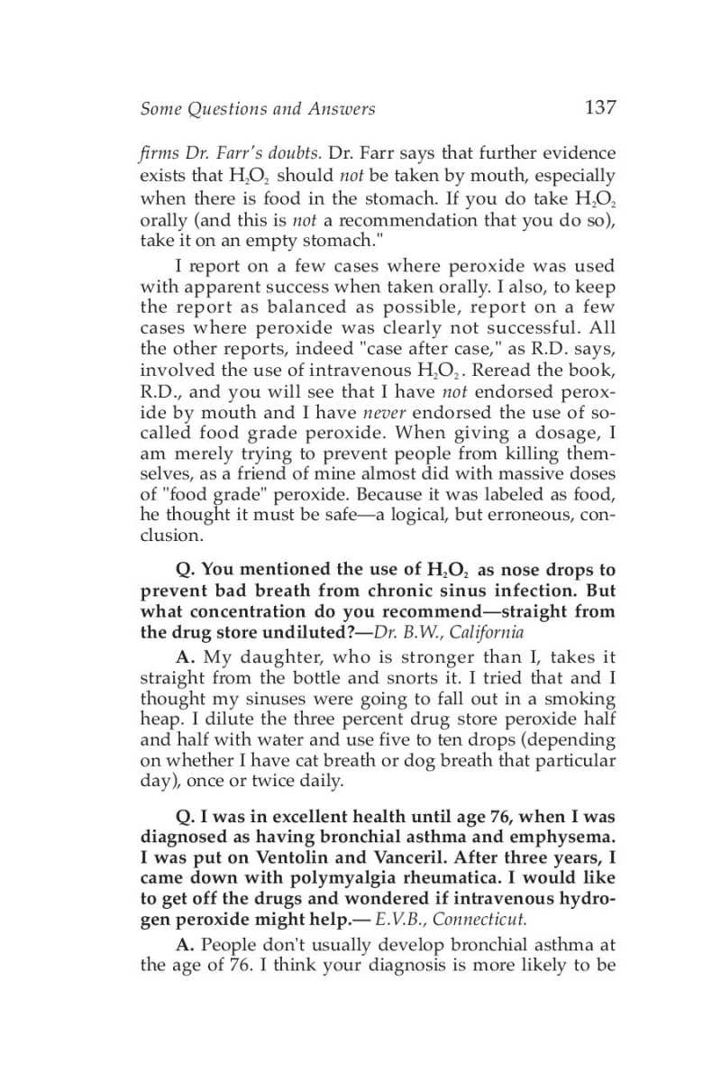 Hydrogen Peroxide Medical Miracle page 139